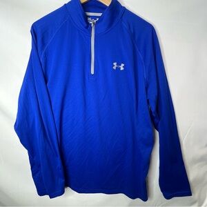 Under Armour Shirt 1/4 Zip Pullover Mens Large Blue Loose Fit Heat Gear Active